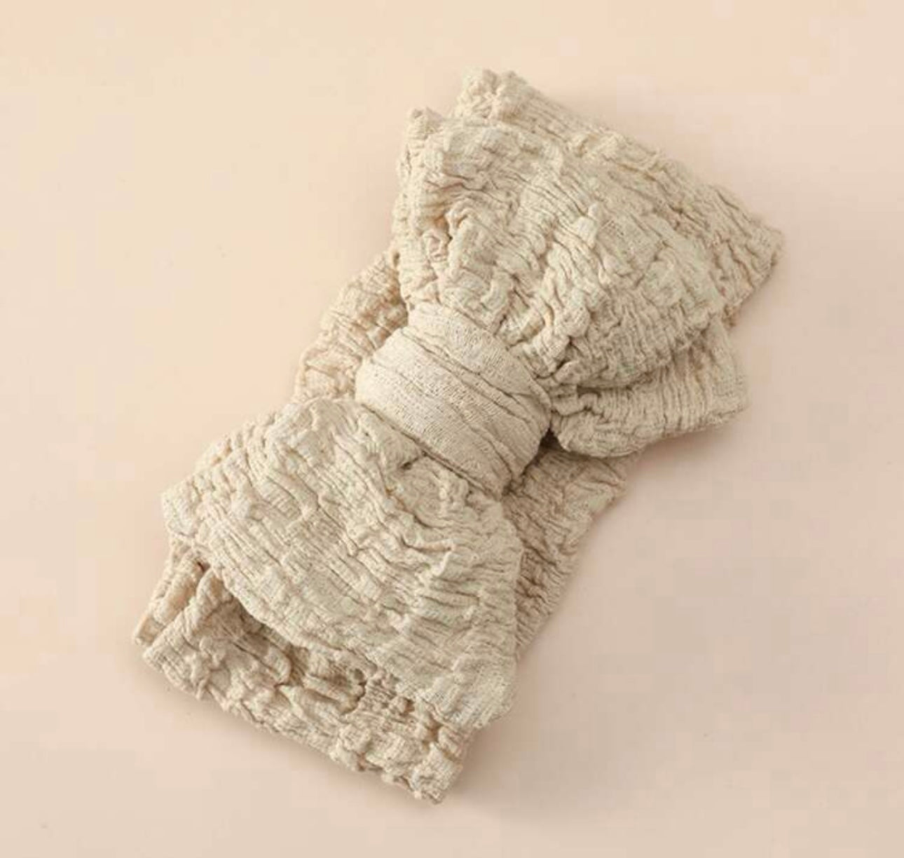 Beige scrunch bow